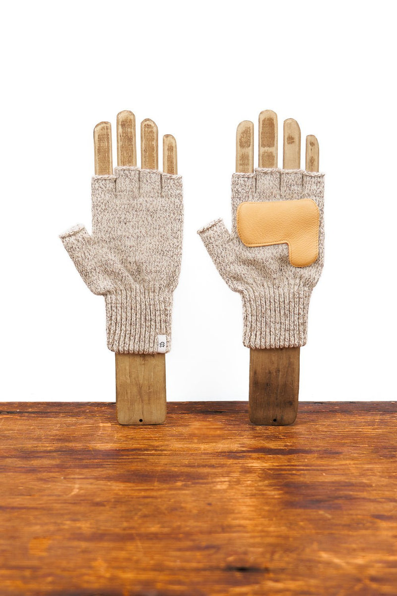 Upstate Stock Ragg Wool Fingerless Gloves Oatmeal Melange / L/XL