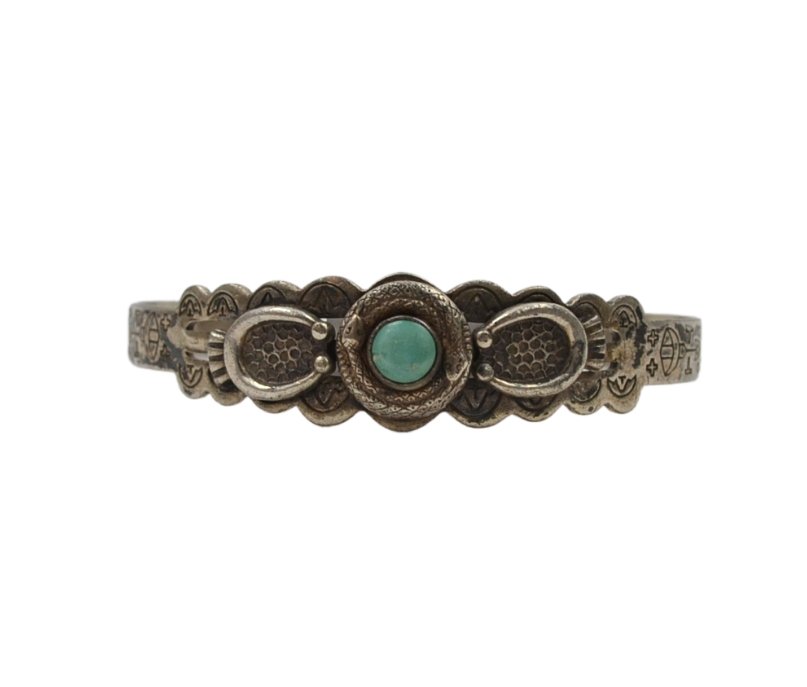 Vintage Fred Harvey Sterling & Turquoise Cuff - Hudson’s Hill