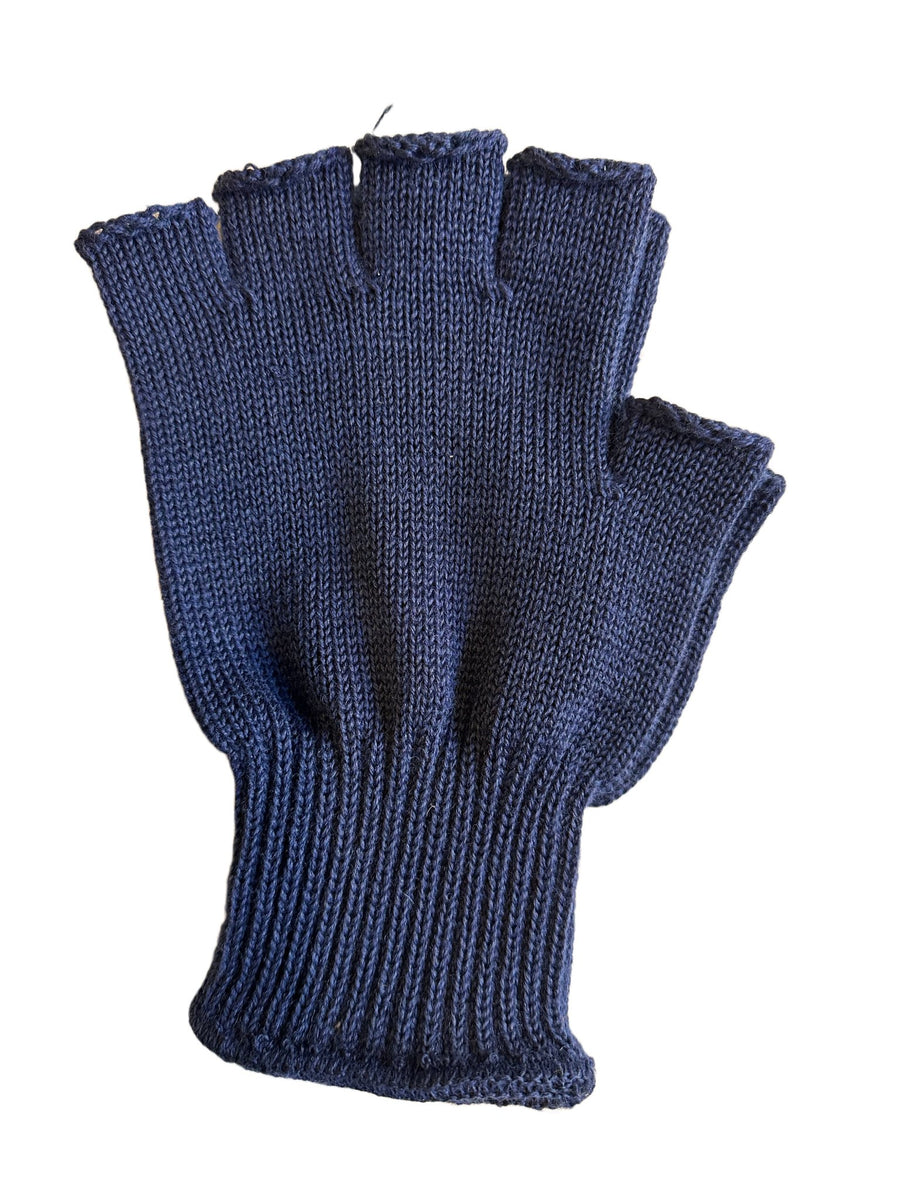 Navy Fingerless Wool Gloves