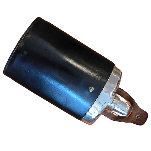 West German Saks Fifth Avenue Leather Bound Glass Flask