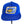 A bright blue Wrangler trucker hat with a yellow and blue patch on the front, displayed on a stand inside a retail store.