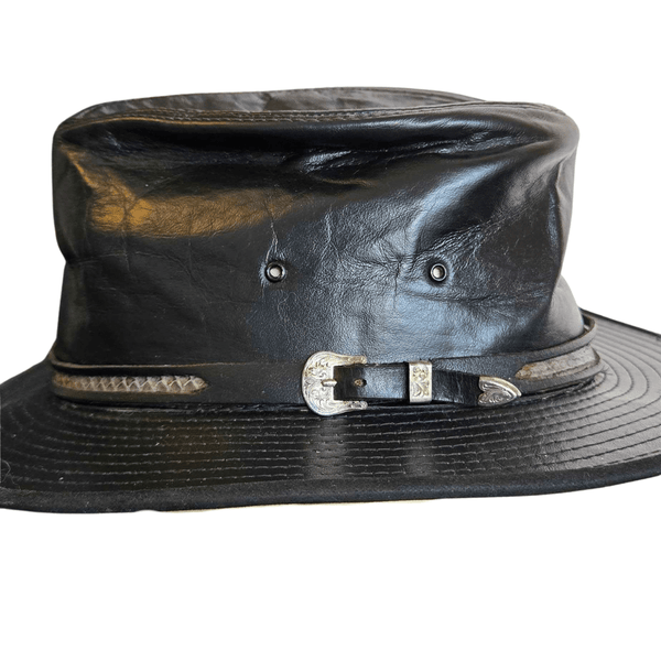 Byrnes & Baker Leather Safari Hat w Snakeskin belt sz S - Hudson’s Hill