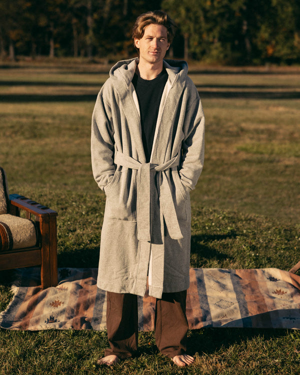 Soft Goods french terry hooded robe heather gray product