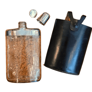 West German Saks Fifth Avenue Leather Bound Glass Flask - Hudson’s Hill