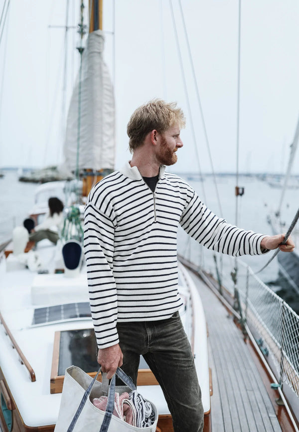 Whaler Knits - Nantucket Striped 1/4 Zip Pullover - Hudson’s Hill