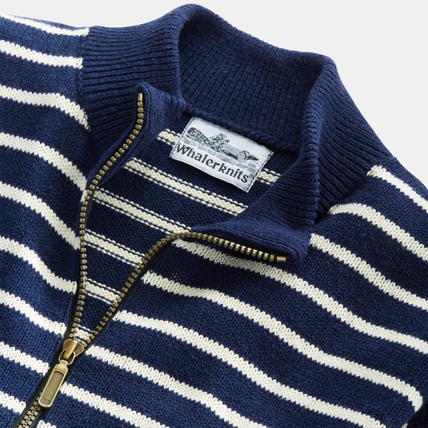 Whalerknits - Nantucket Striped 1/4 Zip Pullover - Hudson’s Hill