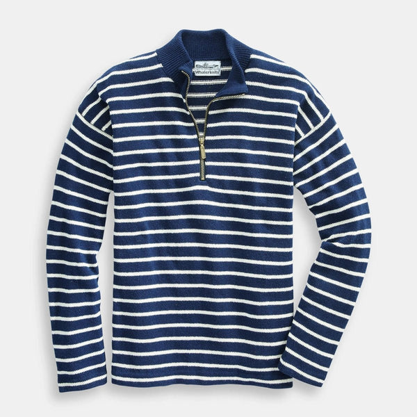 Whalerknits - Nantucket Striped 1/4 Zip Pullover - Hudson’s Hill