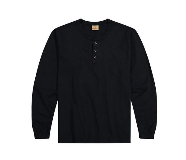 GoodWear - Men's Long Sleeve Black Henley - Hudson’s Hill