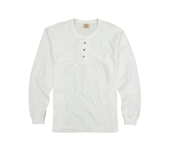 GoodWear - Men's Long Sleeve White Henley - Hudson’s Hill