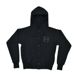 HH Champion Snap Front Hooded Sweatshirt - Black - Hudson’s Hill