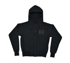 HH Champion Snap Front Hooded Sweatshirt - Black - Hudson’s Hill