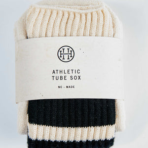 HH Classic Tube Sox for Athletic Use - Natural/Blk Stripe - Hudson’s Hill