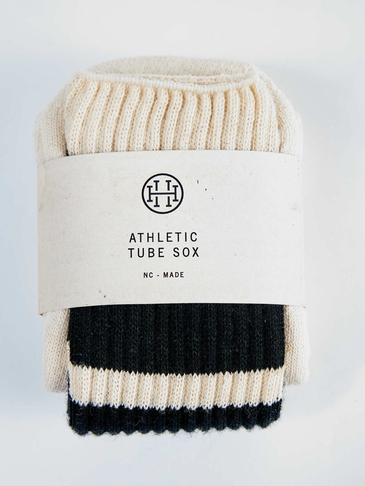 HH Classic Tube Sox for Athletic Use - Natural/Blk Stripe - Hudson’s Hill