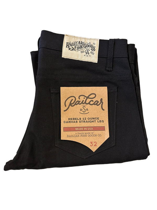 Railcar Fine Goods -- Rebels Black Canvas Straight Leg - Hudson’s Hill