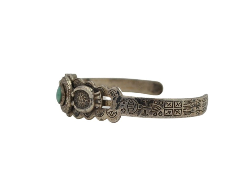Vintage Fred Harvey Sterling & Turquoise Cuff - Hudson’s Hill