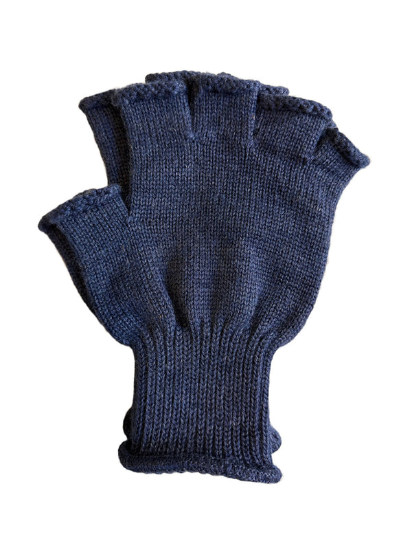 Wool Fingerless Gloves- Dark Navy & Rinsed Indigo Denim - Hudson’s Hill