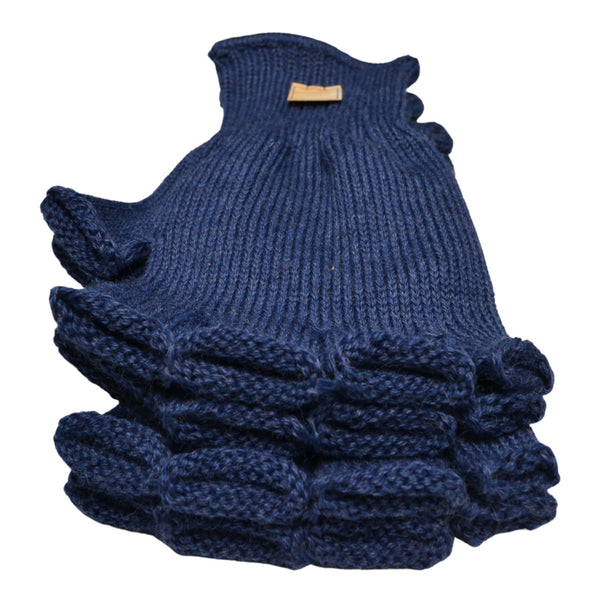 Wool Fingerless Gloves- Dark Navy & Rinsed Indigo Denim - Hudson’s Hill