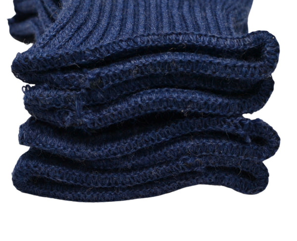 Wool Fingerless Gloves- Dark Navy & Rinsed Indigo Denim - Hudson’s Hill