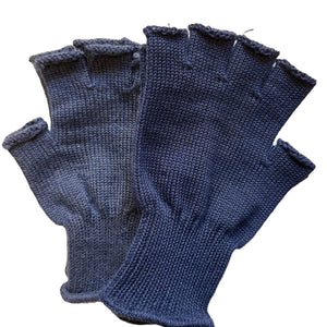 Wool Fingerless Gloves- Dark Navy & Rinsed Indigo Denim - Hudson’s Hill